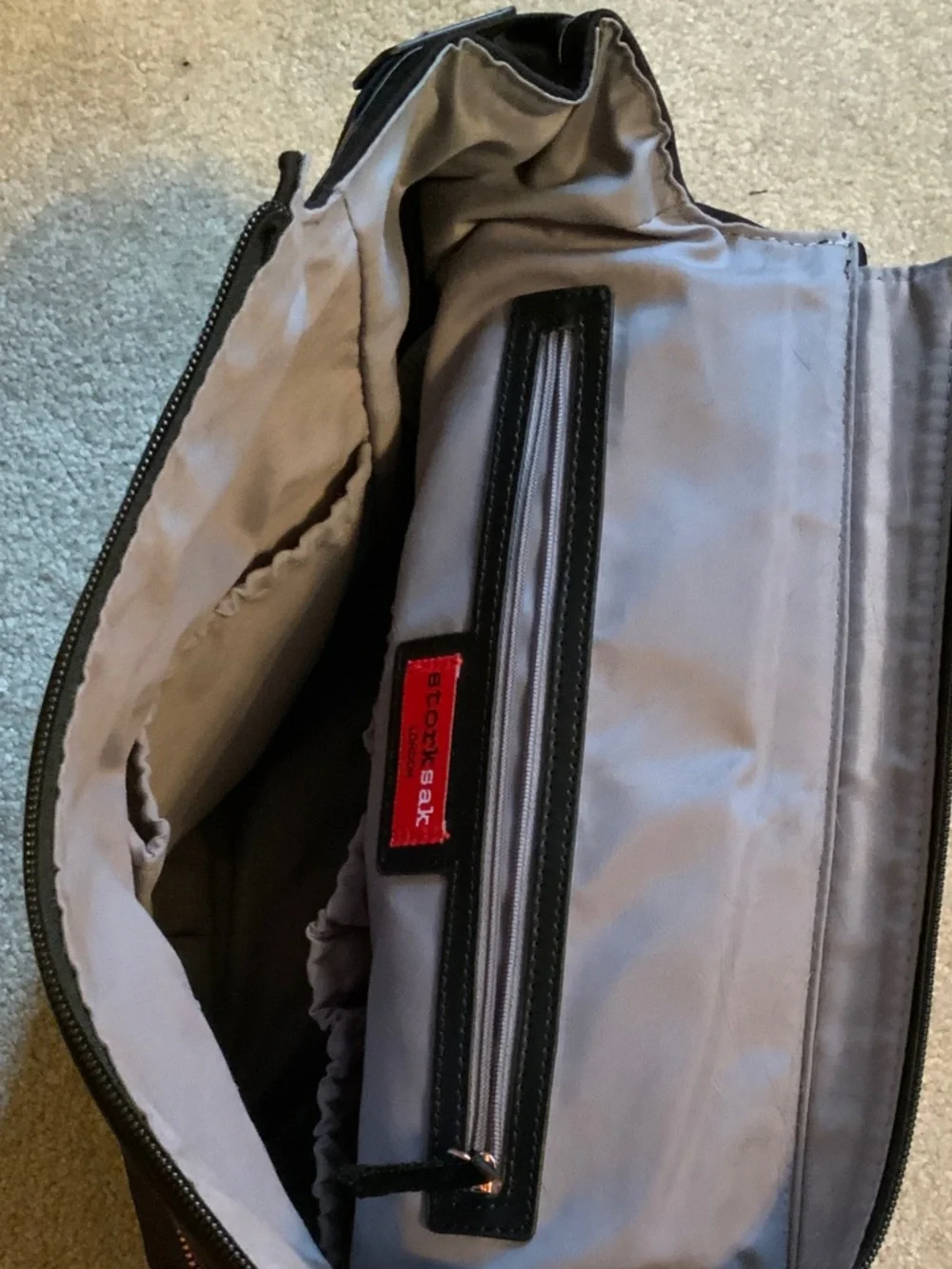 Storksak Black Baby Changing Bag with Contrast Strap